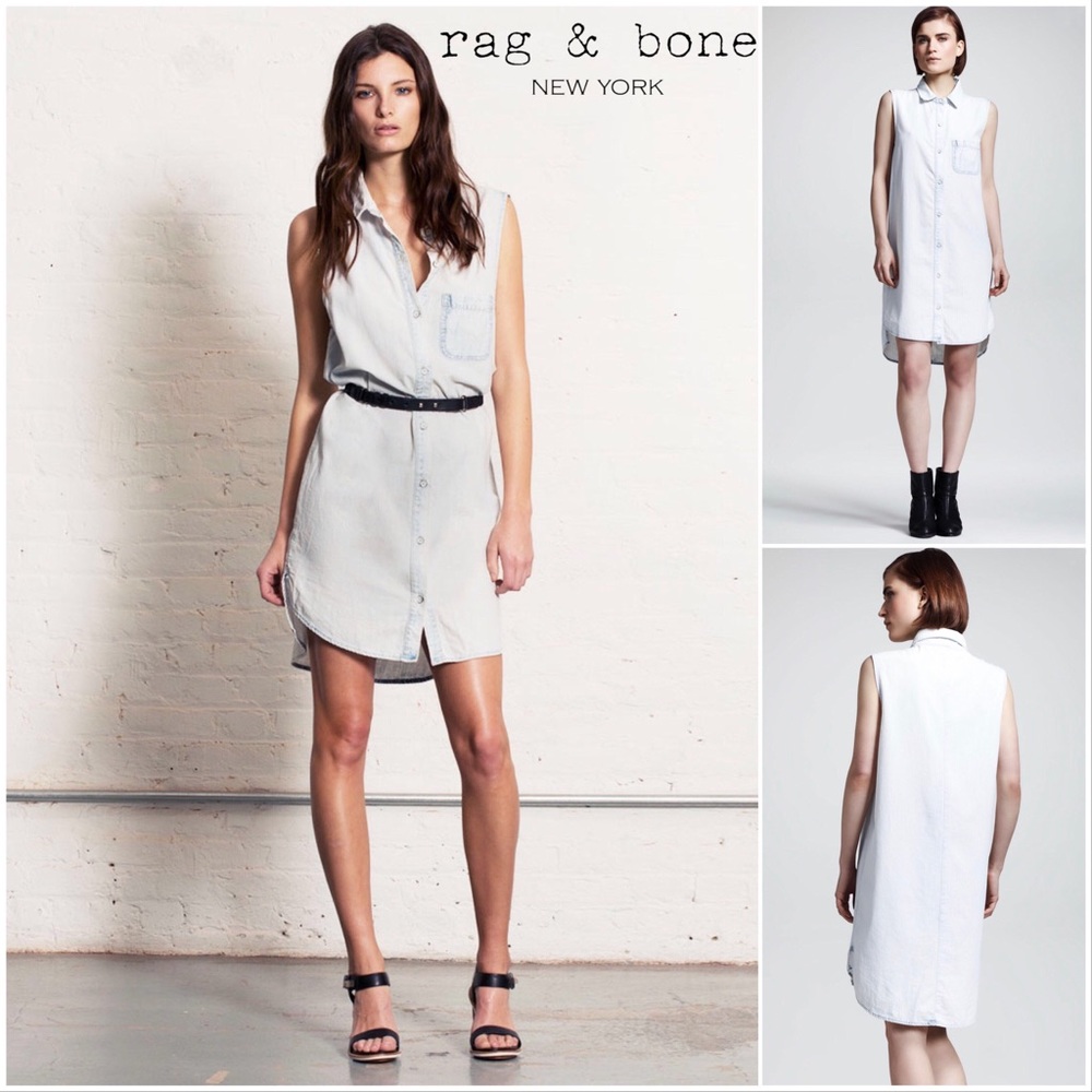 Rag & Bone Norfolk chambray bleachout shirtdress M